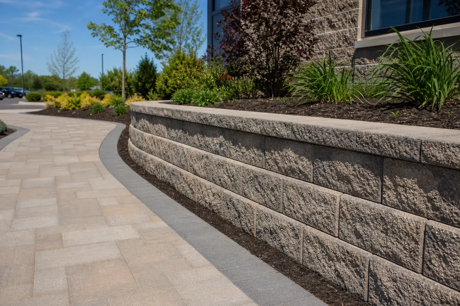 Segmental retaining wall and paver hardscape in Alexandria, VA